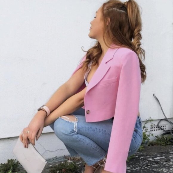 Zara Crop Blazer Light Pink Barbie Bloggers Favourite M - Picture 12 of 16